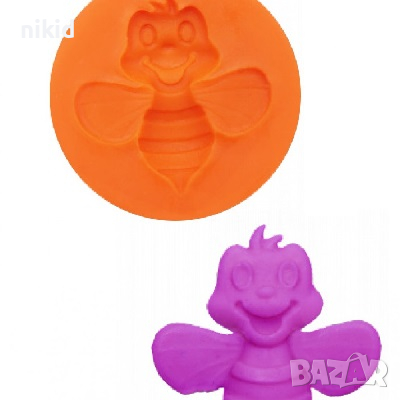 Пчела с усмивка силиконов молд форма фондан шоколад гипс декор, снимка 1