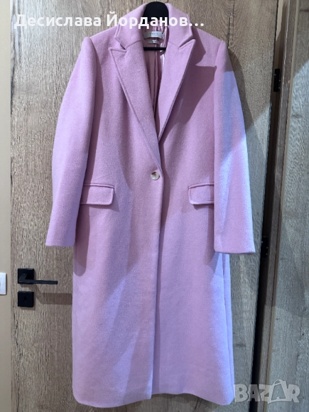 Розово дамско палто с вълна, снимка 1