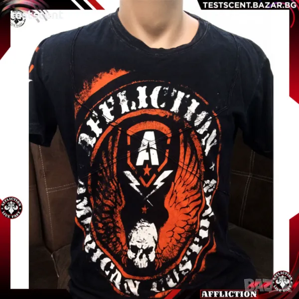 Мъжка тениска AFFLICTION Black Premium М Medium Black Orange, снимка 1