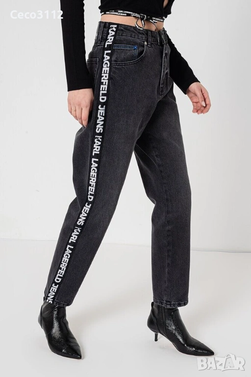 Дамски дънки KARL LAGERFELD JEANS – висока талия, с лого, снимка 1