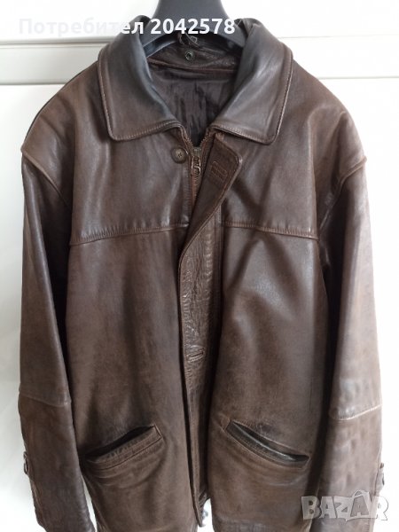 Мъжко кожено яке от естествена телешка кожа,размер L., снимка 1