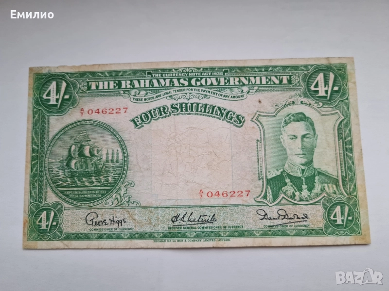 РЯДКА. БАХАМИТЕ 4 ШИЛИНГА ОТ 1936 год. , снимка 1