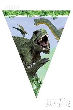Динозаври Динозавър Джурасик 10 бр Парти Гирлянд Знаменца Флаг Банер флагчета, снимка 1