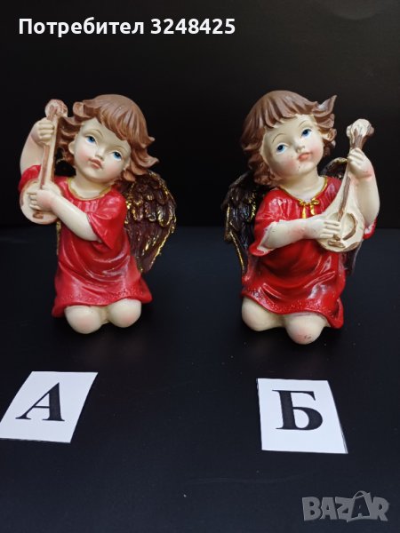 Ангели с мандолина и червена рокля, изработени  от висококачествен полирезин -модел А и Б ., снимка 1