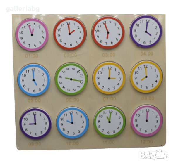 Дървена игра познай часа , снимка 1