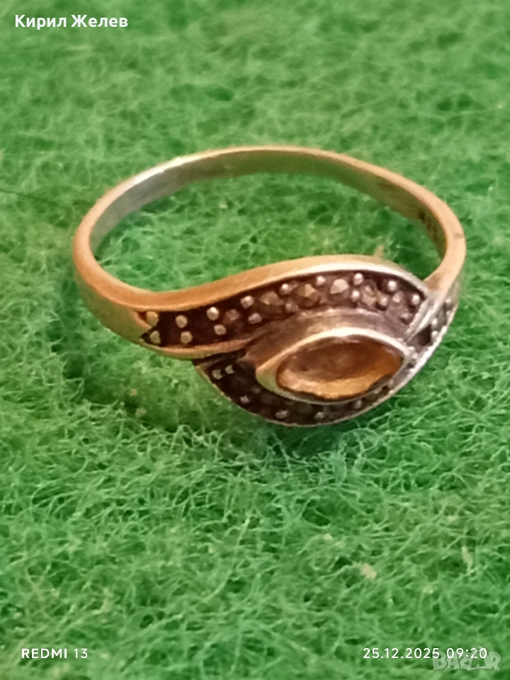 Винтидж сребърен пръстен с малки кристали стил и елегантност 40060, снимка 1