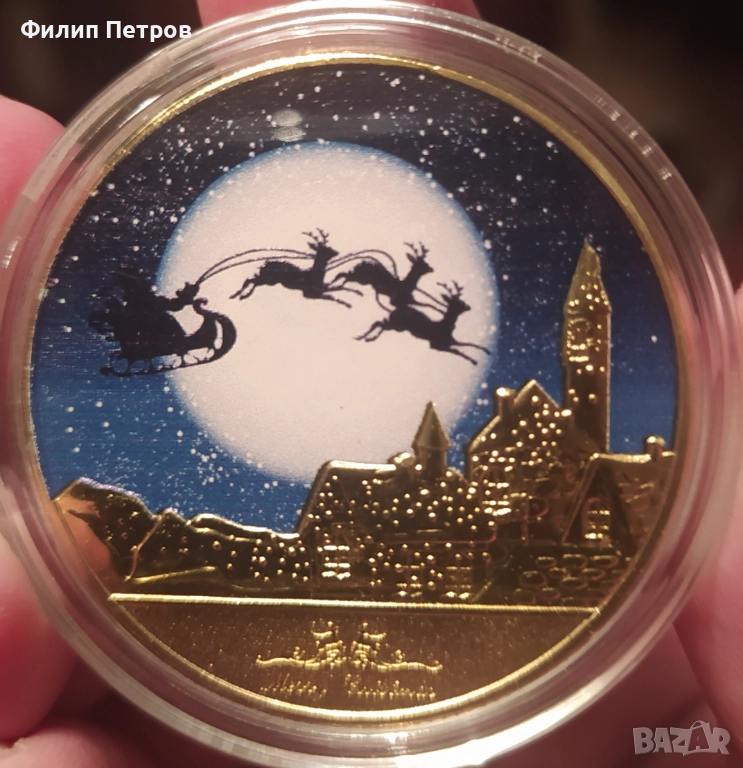 Коледно - новогодишен плакет в защитна капсула . Merry Christmas and Happy New Year , снимка 1