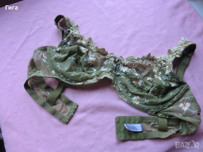 зелен сутиен с бродерия 100С, снимка 1