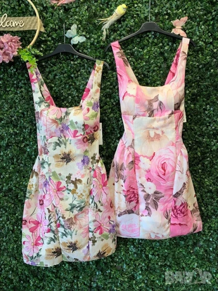 къси ленени рокли с флорални мотиви , снимка 1