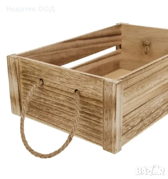 Декоративна дървена кошница, Кафяв, 40x27x12см, снимка 1