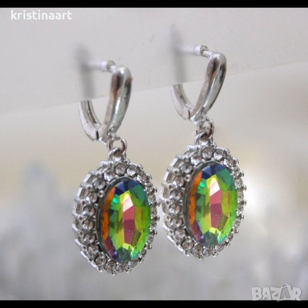 Обеци от мистичен топаз и кристали *Романтика*, снимка 1