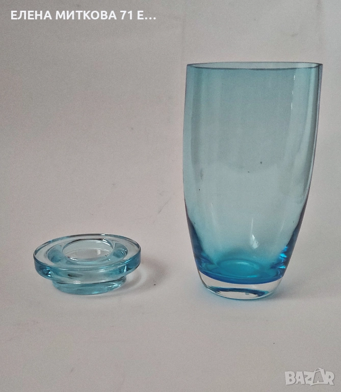 Ваза и свещник от цветно стъкло , снимка 1