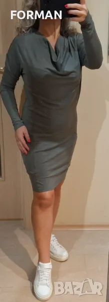 Зелена рокля с гръцко деколте , снимка 1