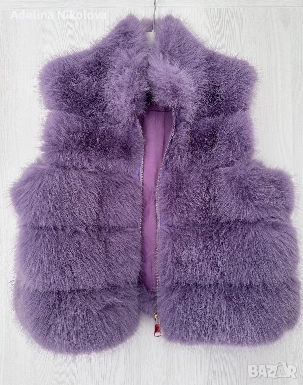 Пухкав дамски къс елек, снимка 1