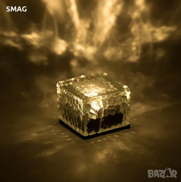 Слънчев соларен фенер лампа куб кристал дизайн 7x7x5cm S_1236419, снимка 1