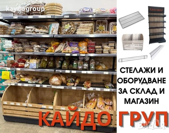 Стелаж за хляб, печива, пекарна, соленки, фурна, хлебарница, метален с дървен гръб НОВ!, снимка 1