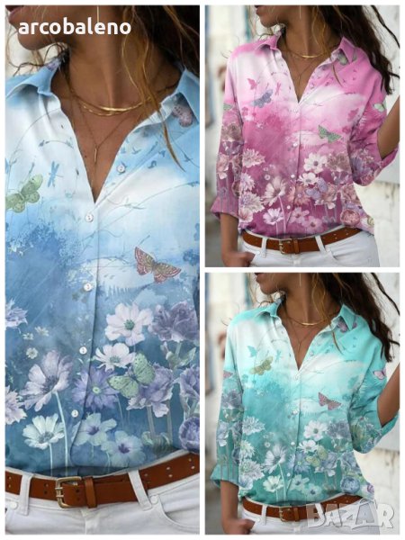 Дамска риза с щампа и дълъг ръкав, 3цвята , снимка 1