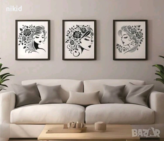 4 Вида жена момиче с рози цветя в косата стенсил шаблон за спрей за торта украса стена Scrapbooking, снимка 5 - Други - 50648292