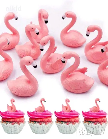 Двойка малки фламинго пластмасова фигурка играчка и топер украса за торта декор фигурка, снимка 3 - Фигурки - 28209226