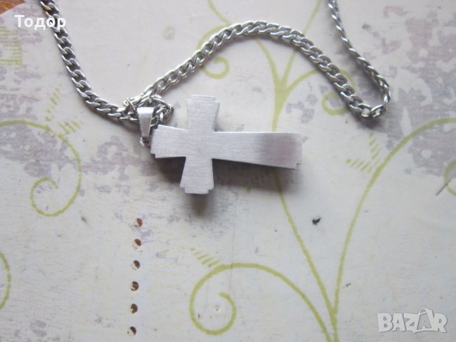 Страхотна верижка верига със стоманен кръст , снимка 4 - Колиета, медальони, синджири - 34780629