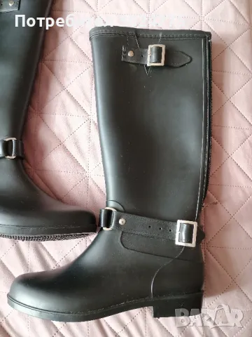 Черни гумени ботуши, снимка 2 - Дамски ботуши - 49033284