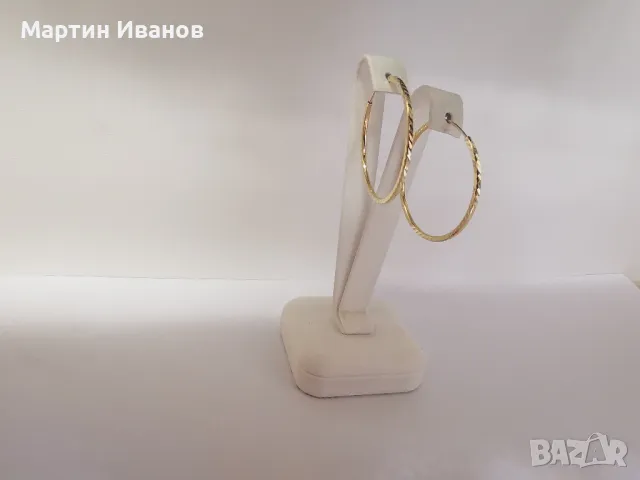 Златни обеци халки гравирани 1, снимка 2 - Обеци - 49648905