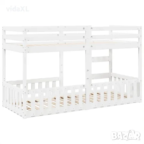 vidaXL Двуетажно легло, бяло, 90x200 см, борово дърво масив, снимка 7 - Спални и легла - 56147036
