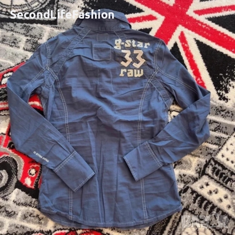 Дамска риза G-Star Raw 3301 Just The Product, синя, с копчета тип „тик-так“, размер S, снимка 7 - Ризи - 52796496