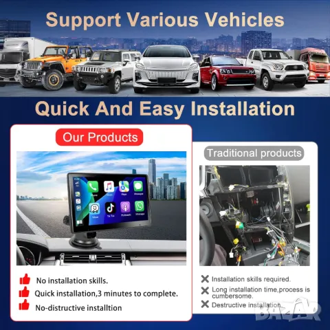 Монитор за автомобил, 10.1 инча, мултимедия за кола, Apple Carplay, YouTube, Android Auto, навигация, снимка 10 - Аксесоари и консумативи - 47822367