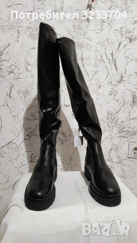 Елегантни Черни Ботуши Tamaris – Над Коляното, снимка 7 - Дамски ботуши - 52732890