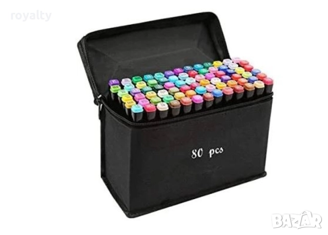 Комплект от маркери с алкохолна основа с две страни и калъф за съхранение - 48бр/60бр/80бр, снимка 3 - Ученически пособия, канцеларски материали - 52198151