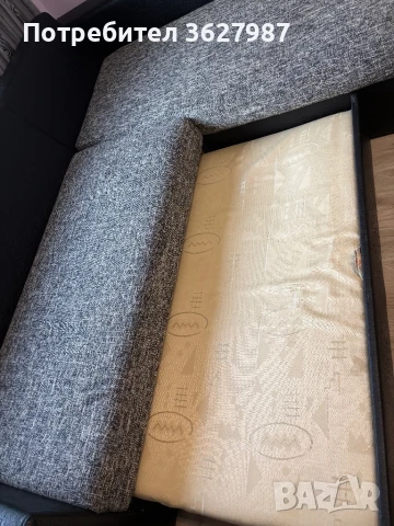 Разтегателен ъглов диван от естествена кожа и дамаска меланж, с ракла, снимка 4 - Дивани и мека мебел - 51197882