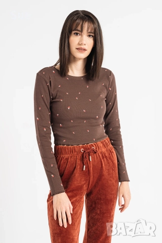 Рипсена блуза Only с гъбки y2k fairycore, снимка 2 - Блузи с дълъг ръкав и пуловери - 51929016