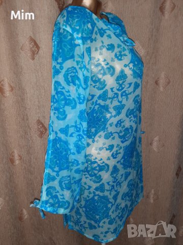 Yves Rosher L/XL Синя,прозрачна туника на цветя  / парео/, снимка 6 - Туники - 40826992