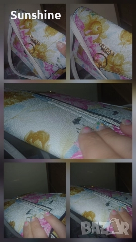 Дамска чанта Guess на цветя естествена кожа размер 22×15 см цена 35лв , снимка 2 - Чанти - 52100404