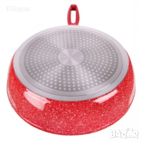 Тиган Voltz, 24см./26см., Дълбок с капак,  Мраморно покритие, Индукция, Червен, снимка 5 - Съдове за готвене - 52806968