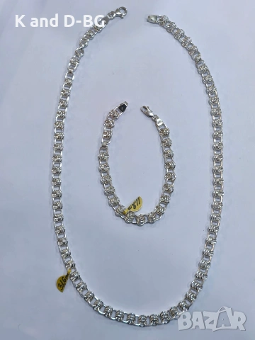 Дамски сребърен ланец с гривна проба 925 , снимка 10 - Колиета, медальони, синджири - 53522761