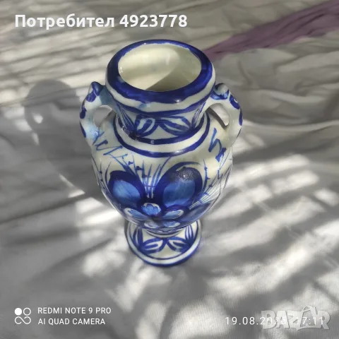 Ръчно рисувана и изпечена глинена ваза, снимка 6 - Ръчно изработени сувенири - 55724104