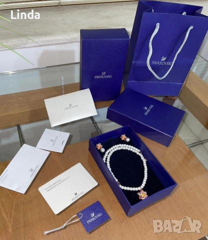 Колие и обеци Swarovski, снимка 2 - Бижутерийни комплекти - 51669560