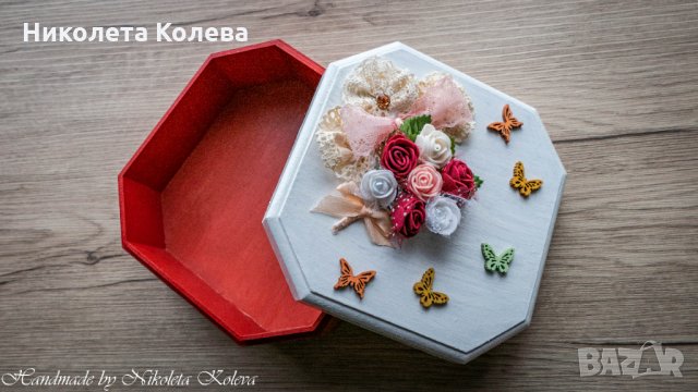 Ръчно изработена дървена кутия за бижута, снимка 2 - Други - 35857928