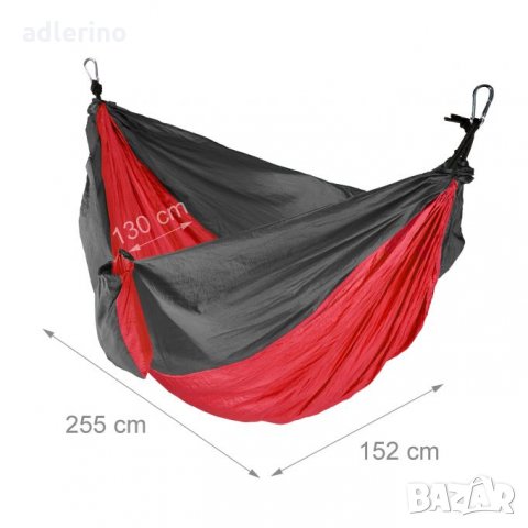Хамак, люлка висящо легло, къмпинг люлка, хамак за пикник, хамак за градина, 200 кг, червено черен, , снимка 5 - Градински мебели, декорация  - 34394411