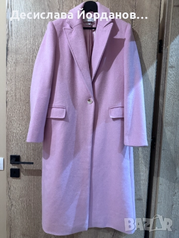 Розово дамско палто с вълна