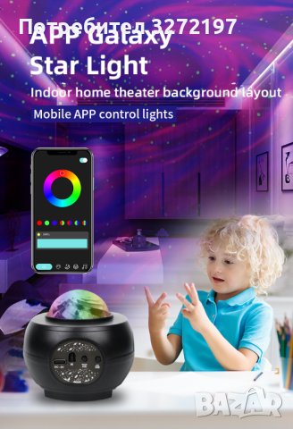 2023 Интелигентен лазерен звезден проектор - Galaxy Led USB,Smart control,remote control,, снимка 1