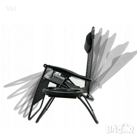 Сгъваем градински шезлонг с възглавница, поставка за напитки и джоб, снимка 11 - Градински мебели, декорация  - 53822012