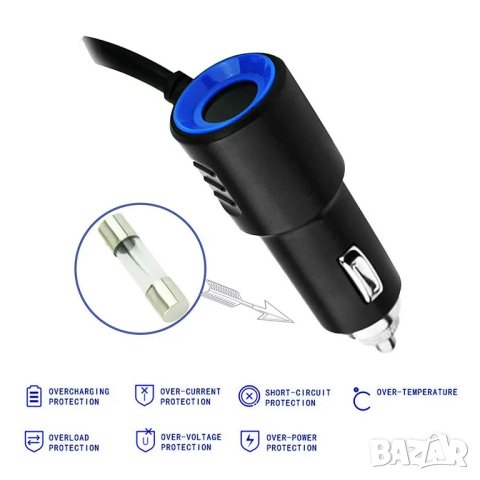 Адаптер за запалка за кола, разклонител за автомобил, 120W, 12V, 24V, Сплитер, букса, 3 USB, зарядно, снимка 6 - Аксесоари и консумативи - 41466627