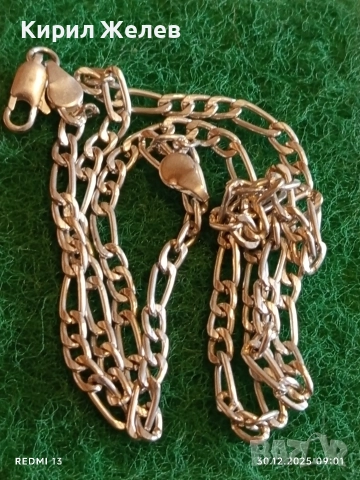 Сребърен ланец плетка тип ФИГАРО класически изчистен дизайн майсторска изработка 31119, снимка 5 - Колиета, медальони, синджири - 52933386