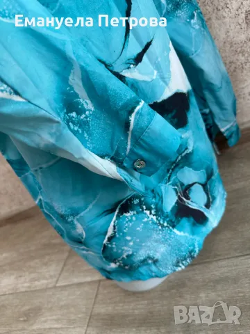 Елегантна Дамска риза - официална - С-М - тюркоаз - черен цвят, снимка 4 - Ризи - 48059039