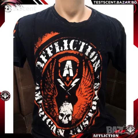 Мъжка тениска AFFLICTION Black Premium М Medium Black Orange