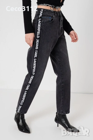 Дамски дънки KARL LAGERFELD JEANS – висока талия, с лого