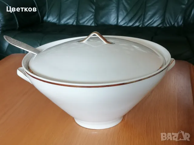 Супник с черпак,овално плато и чиния "Krone Qualitats Porcellan", снимка 8 - Антикварни и старинни предмети - 49616499
